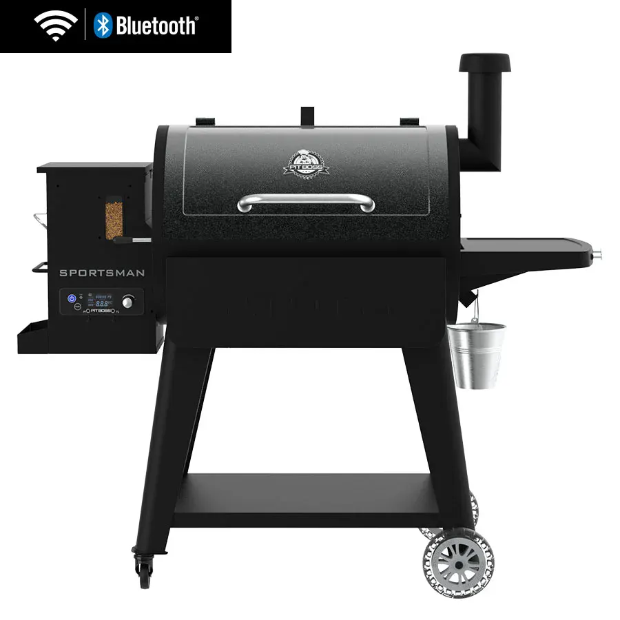 Pit Boss Sportsman series pellet grill, front three-quarter view