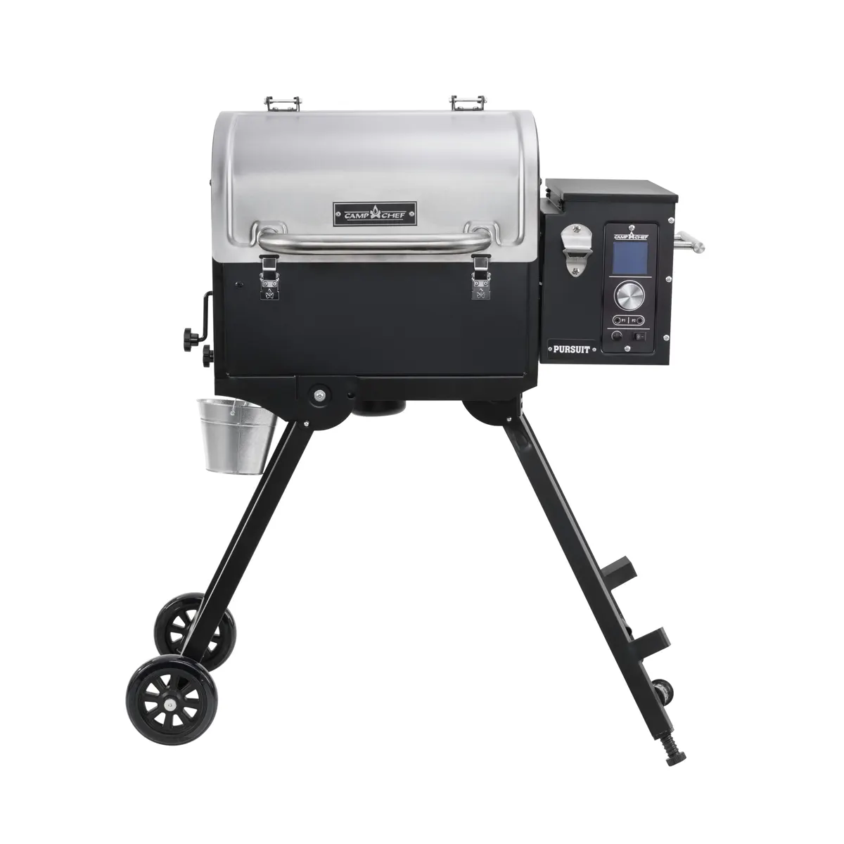 Camp Chef Pursuit 20 portable pellet grill, front three-quarter view