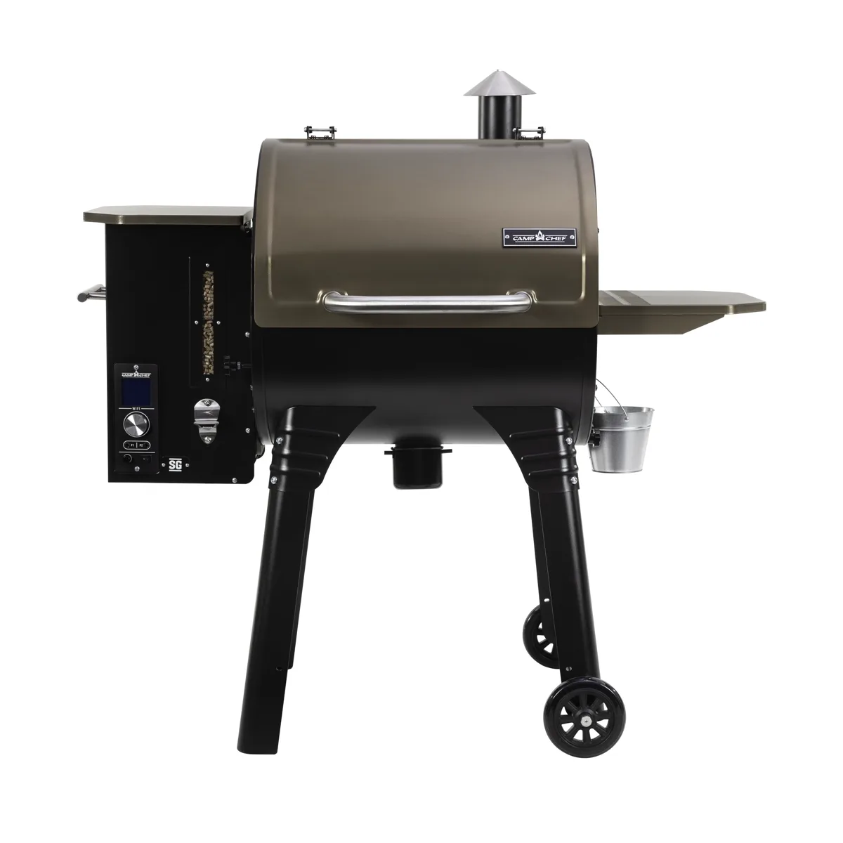 Camp Chef 24-inch bronze-lid pellet grill, front view