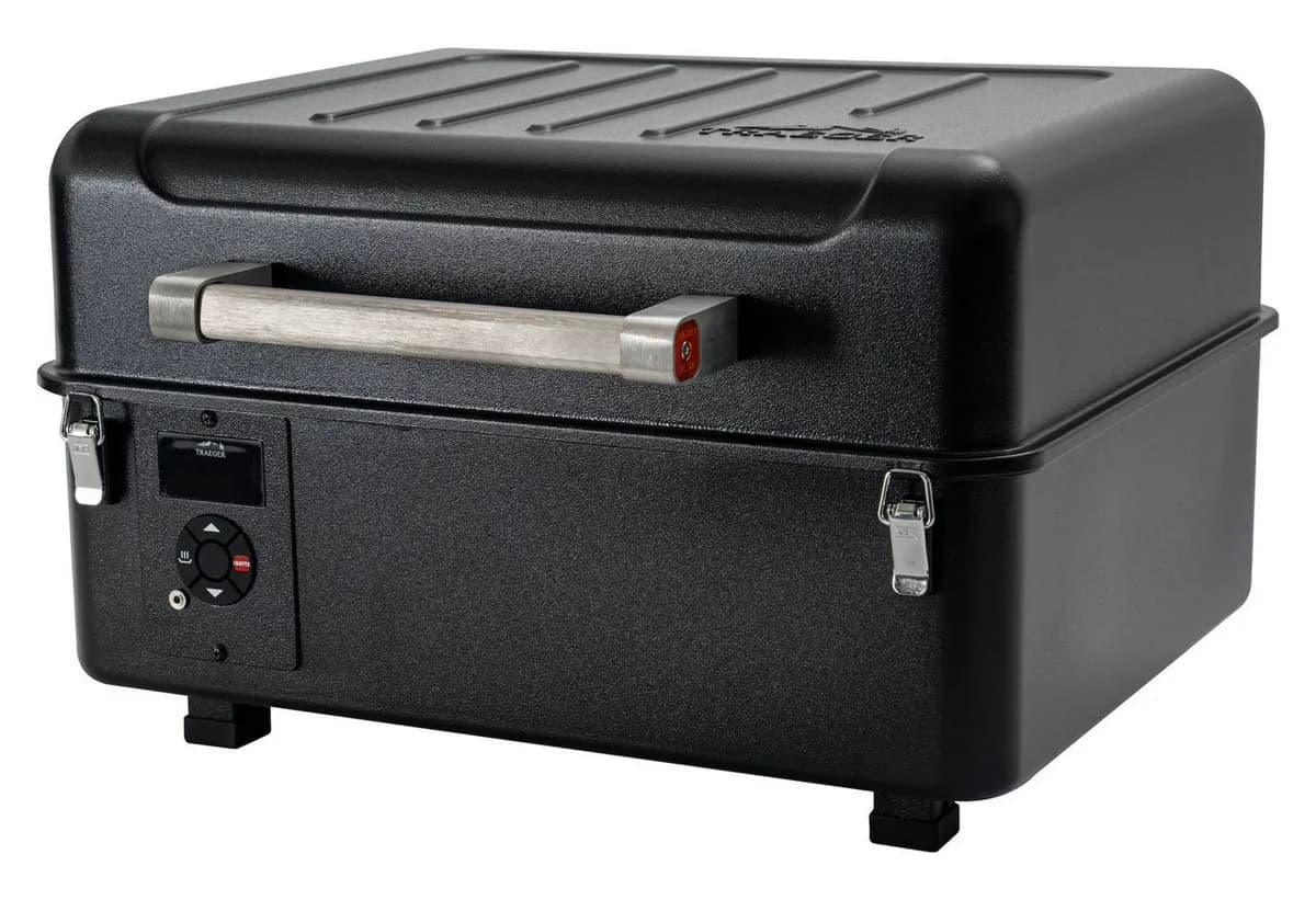 Traeger Ranger portable pellet grill, front three-quarter view